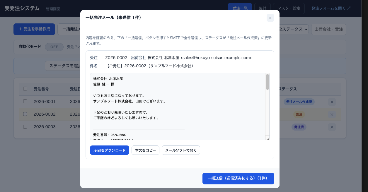 一括発注メール